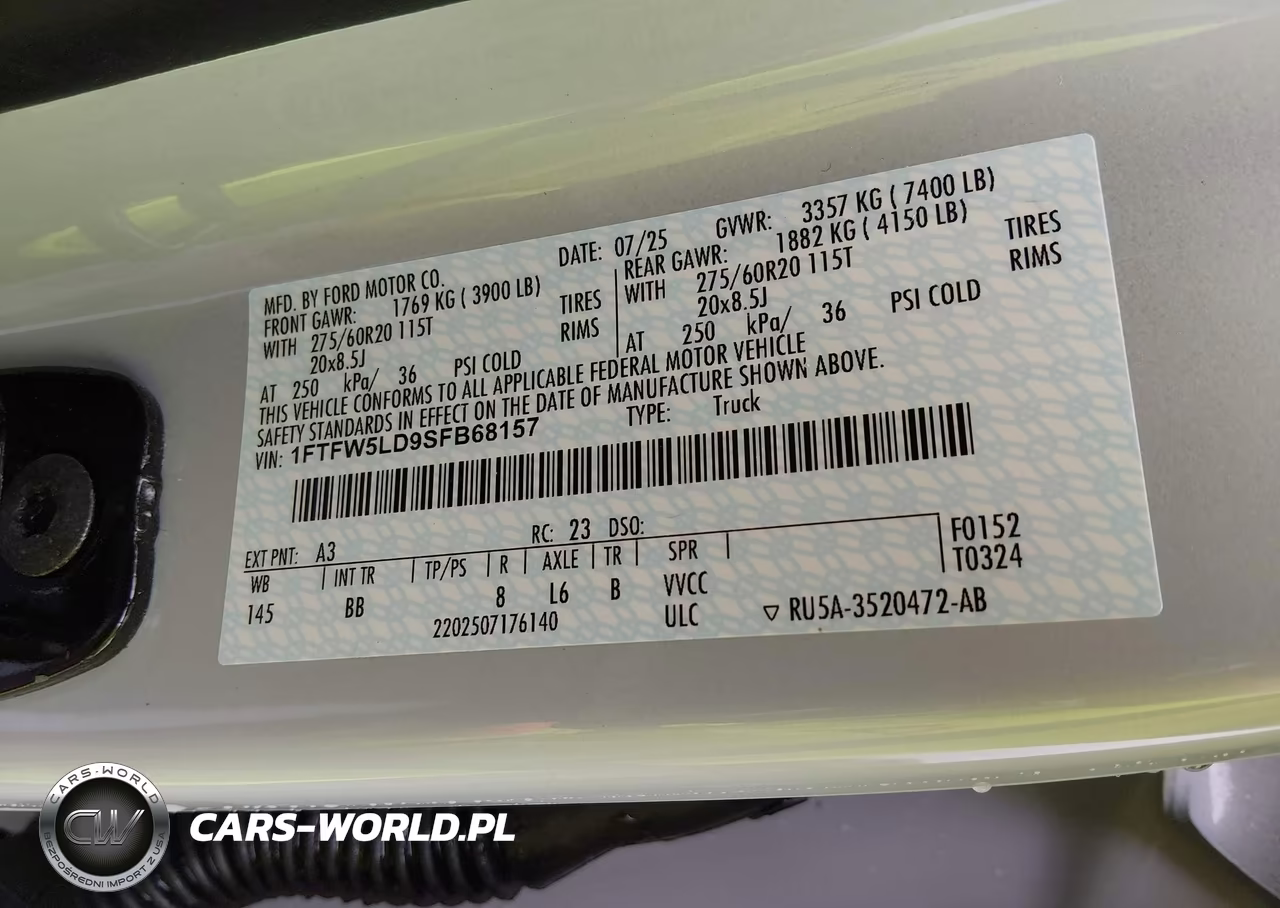 2025 Ford F-150 Lariat VIN:1FTFW5LD9SFB68157 - 9