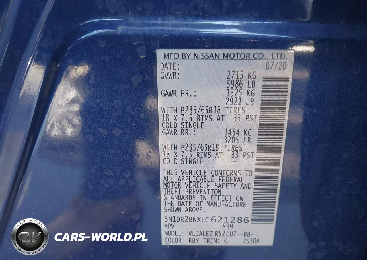 2020 Nissan Pathfinder Sv 2Wd VIN:5N1DR2BNXLC621286 - 9