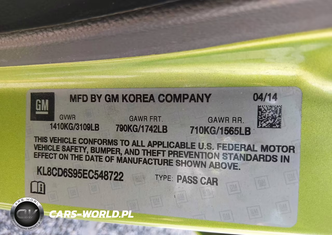 2014 Chevrolet Spark 1Lt Auto VIN:KL8CD6S95EC548722 - 9