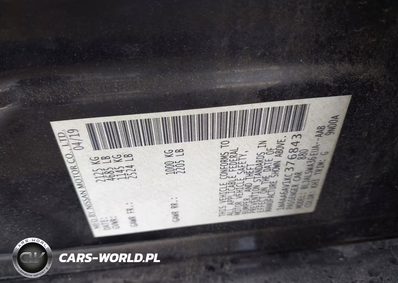 2019 Nissan Maxima 3.5 Sr VIN:1N4AA6AV1KC376843 - 9