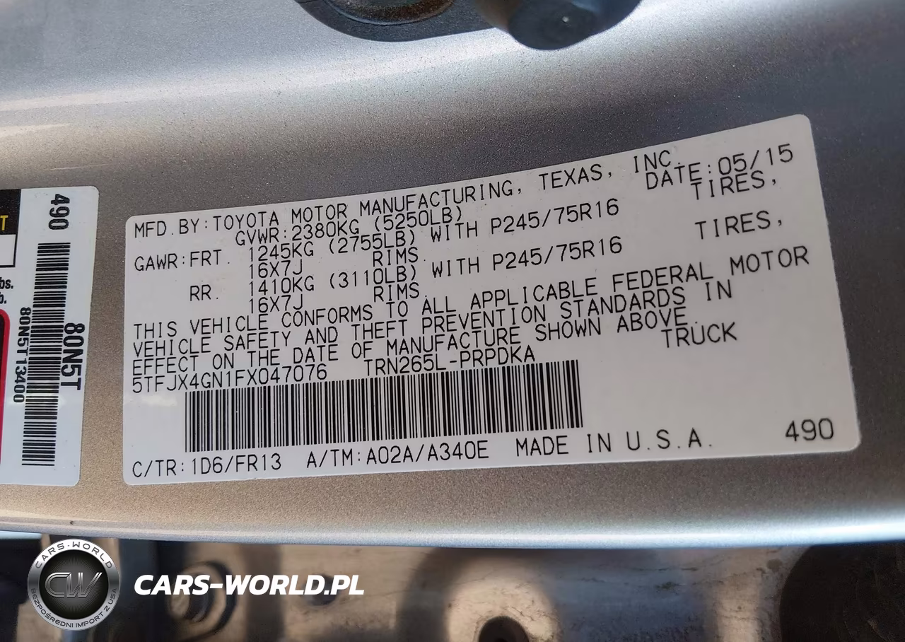 2015 Toyota Tacoma Prerunner VIN:5TFJX4GN1FX047076 - 9