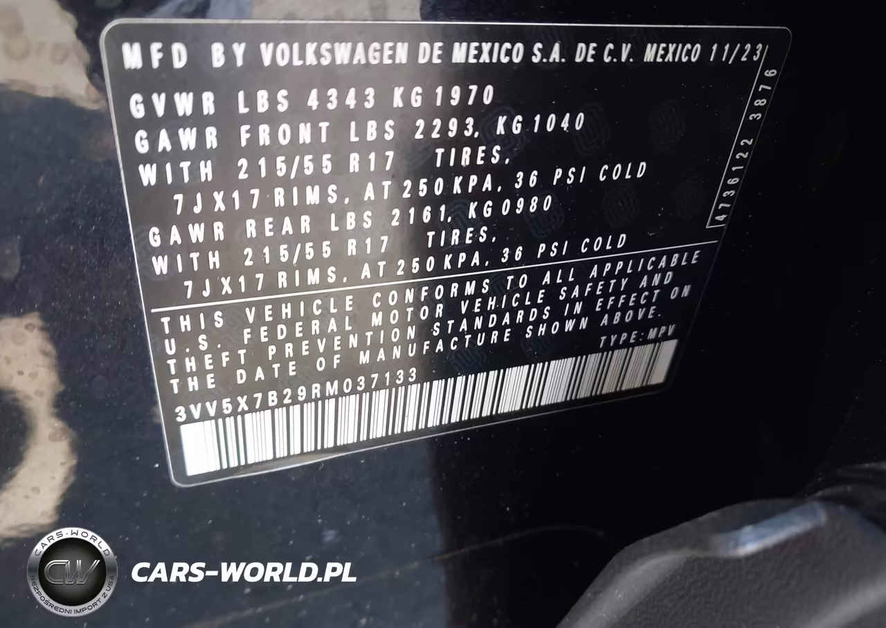 2024 Volkswagen Taos 1.5T S VIN:3VV5X7B29RM037133 - 9