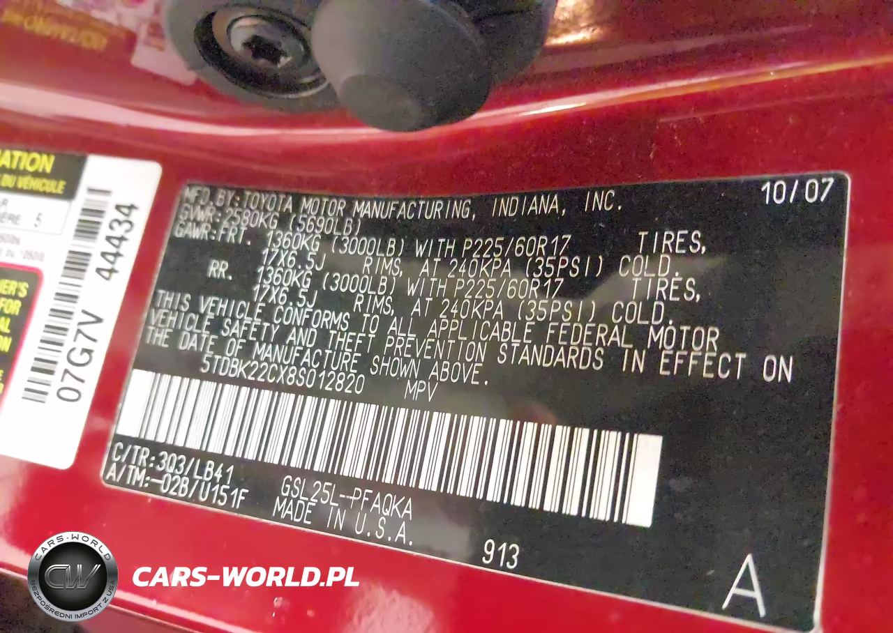 2008 Toyota Sienna Xle VIN:5TDBK22CX8S012820 - 9