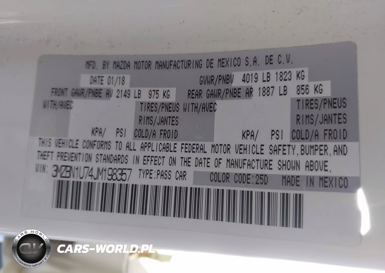 2018 Mazda Mazda3 Sport VIN:3MZBN1U74JM198357 - 9