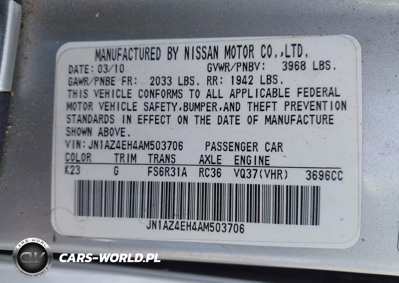 2010 Nissan 370Z Touring VIN:JN1AZ4EH4AM503706 - 9