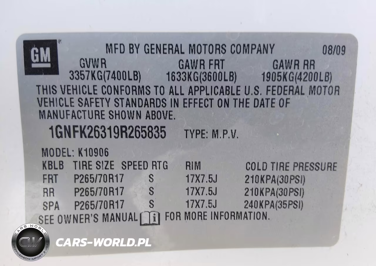 2009 Chevrolet Suburban 1500 Lt2 VIN:1GNFK26319R265835 - 9
