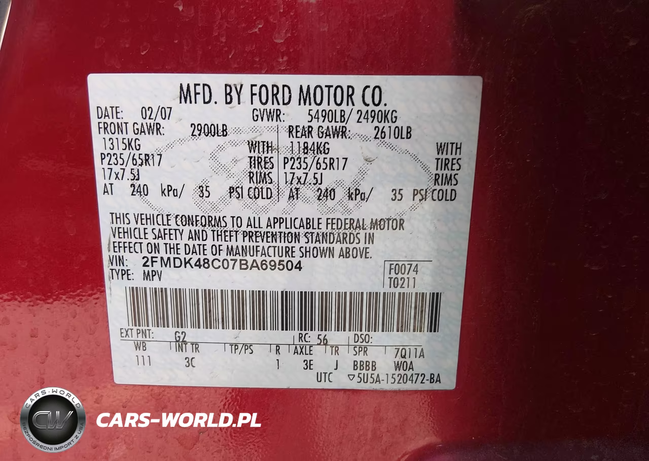 2007 Ford Edge Sel VIN:2FMDK48C07BA69504 - 9