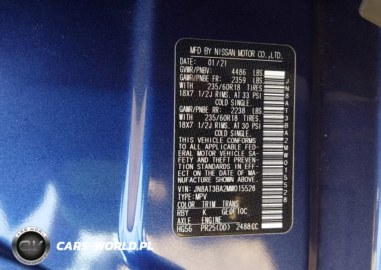 2021 Nissan Rogue Sv Fwd VIN:JN8AT3BA2MW015528 - 9