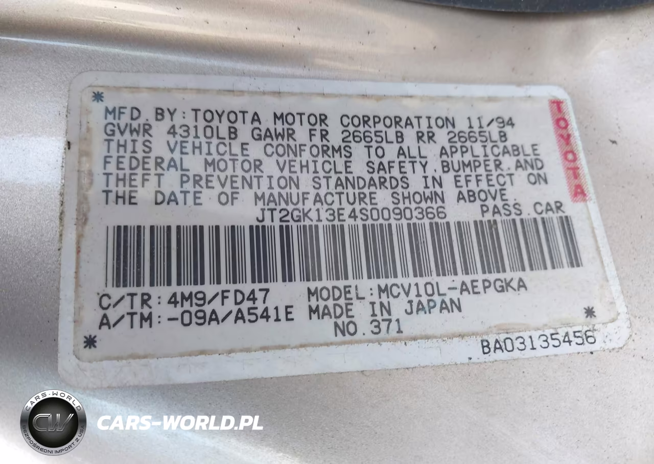 1995 Toyota Camry Xle VIN:JT2GK13E4S0090366 - 9