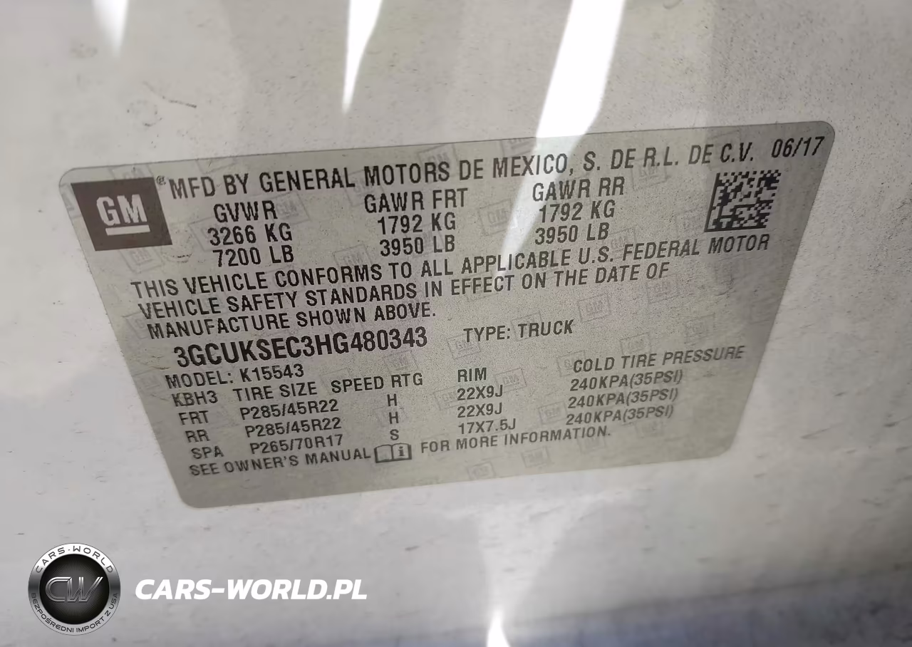 2017 Chevrolet Silverado 1500 1Lz VIN:3GCUKSEC3HG480343 - 9