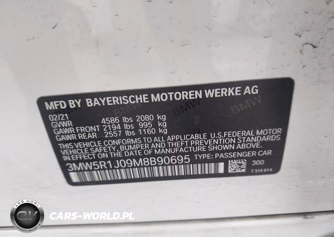2021 BMW 330I VIN:3MW5R1J09M8B90695 - 9