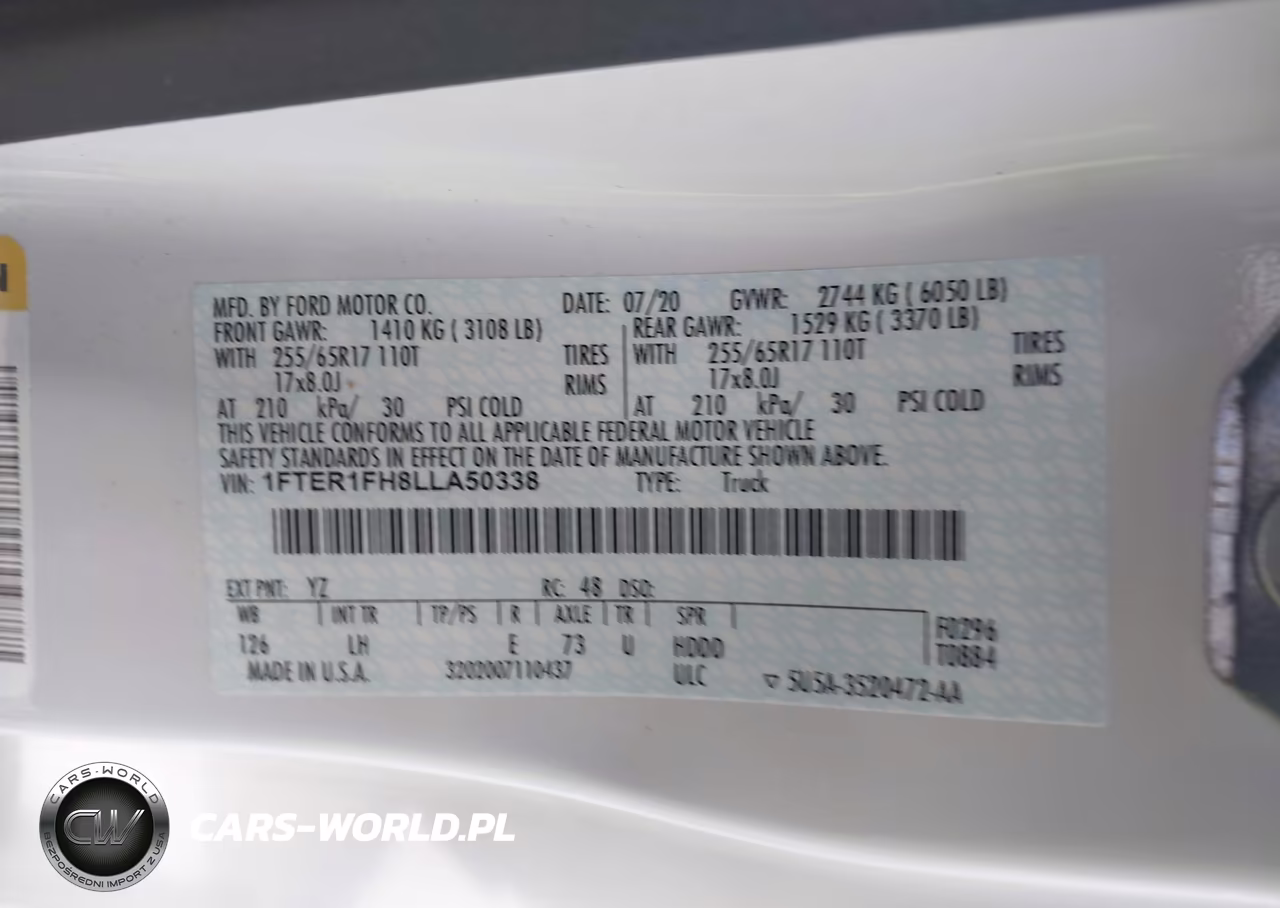 2020 Ford Ranger Xl VIN:1FTER1FH8LLA50338 - 9