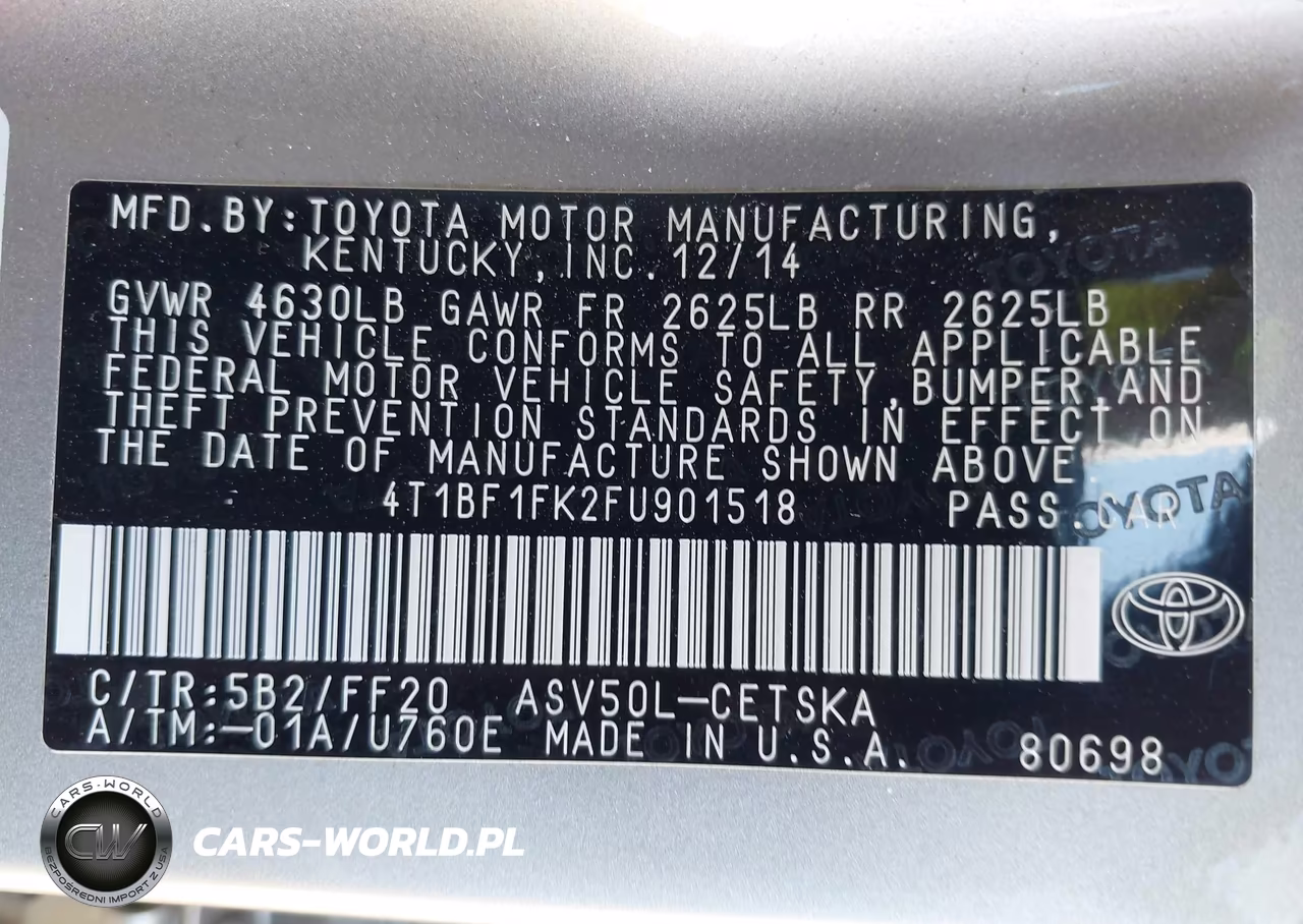 2015 Toyota Camry Se VIN:4T1BF1FK2FU901518 - 9