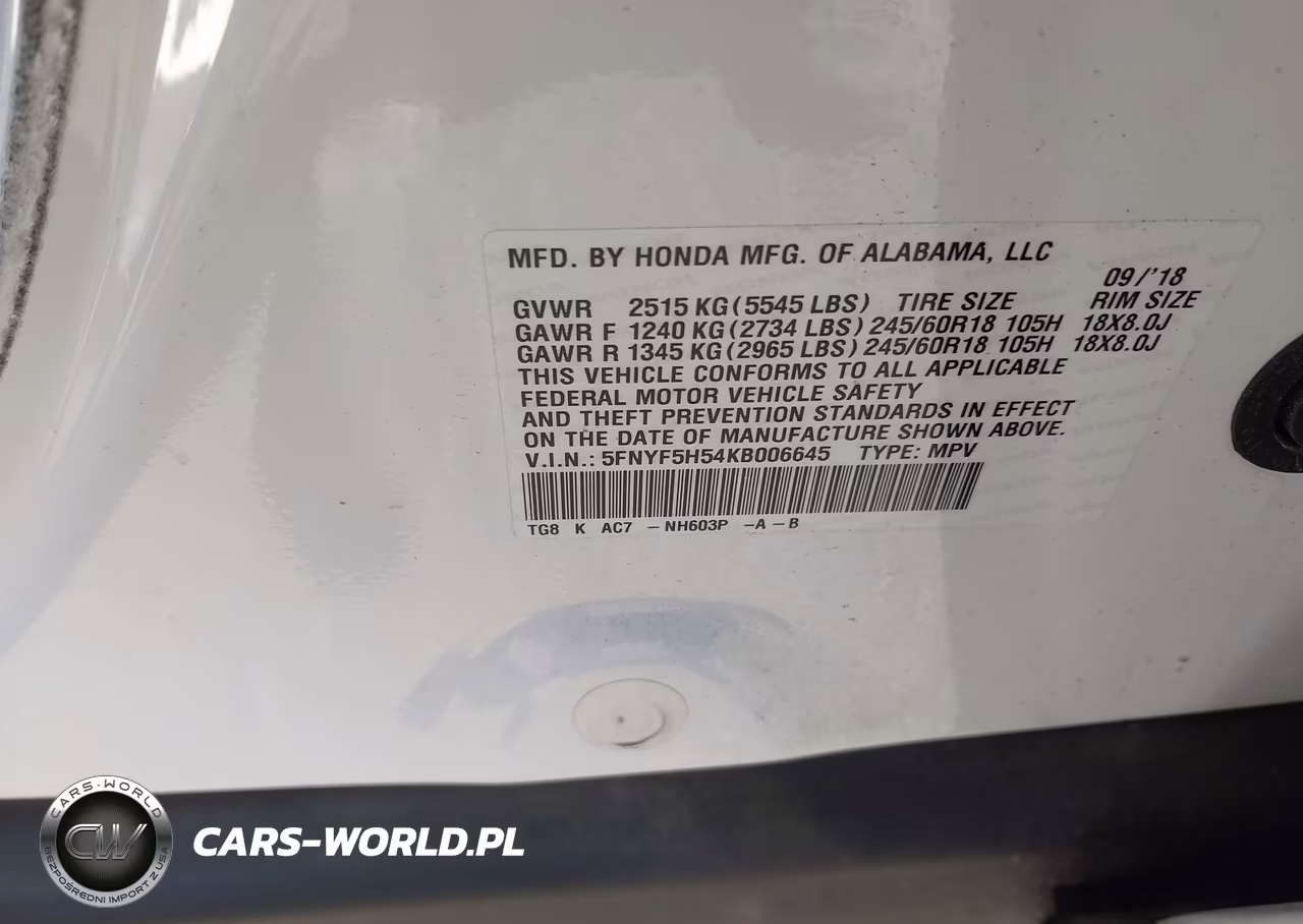 2019 Honda Pilot Ex-L VIN:5FNYF5H54KB006645 - 9