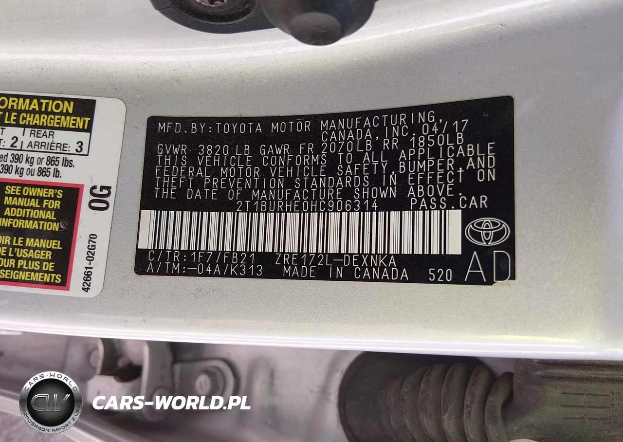 2017 Toyota Corolla Le VIN:2T1BURHE0HC906314 - 9