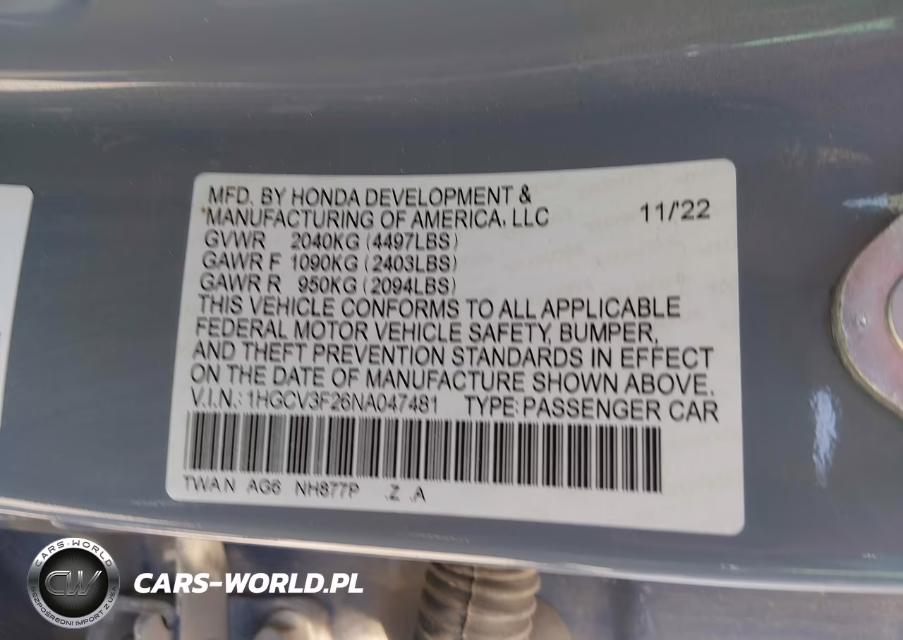 2022 Honda Accord Hybrid Sport VIN:1HGCV3F26NA047481 - 9