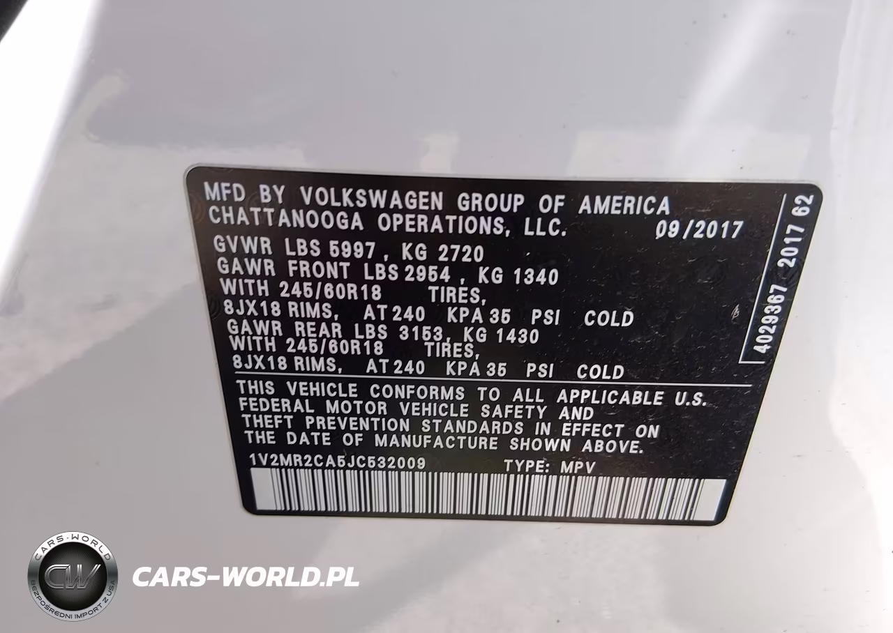 2018 Volkswagen Atlas 3.6L V6 Sel VIN:1V2MR2CA5JC532009 - 9