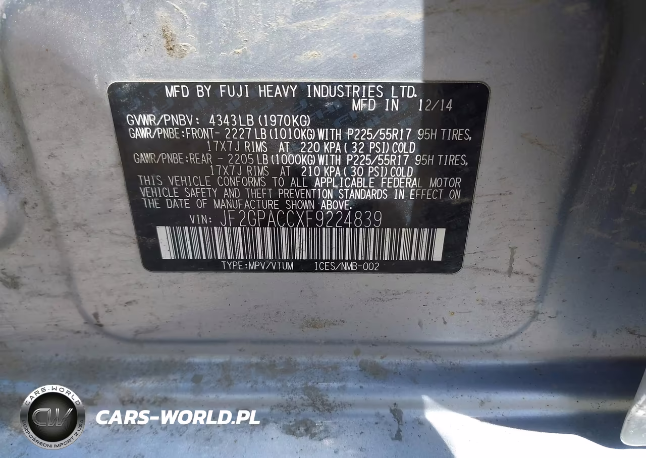 2015 Subaru Xv Crosstrek 2.0I Premium VIN:JF2GPACCXF9224839 - 9