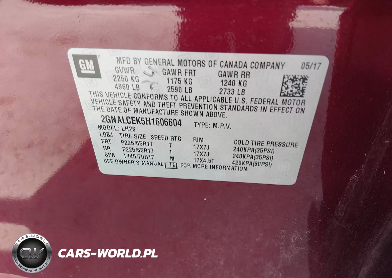 2017 Chevrolet Equinox Lt VIN:2GNALCEK5H1606604 - 9