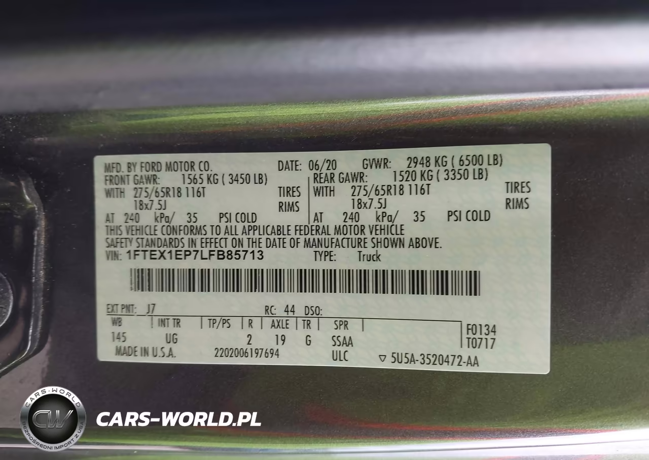 2020 Ford F-150 Xlt VIN:1FTEX1EP7LFB85713 - 9