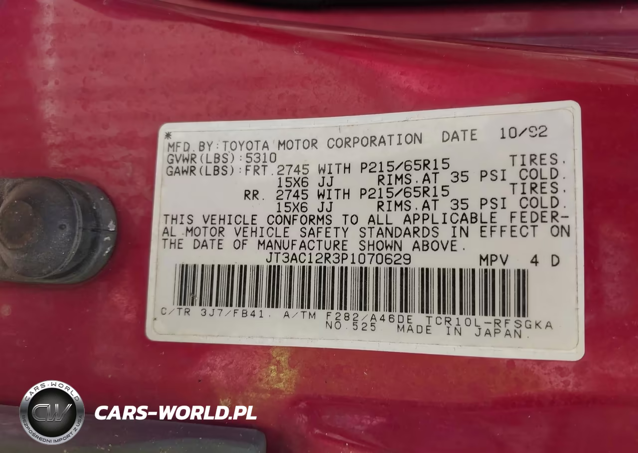 1993 Toyota Previa Le VIN:JT3AC12R3P1070629 - 9