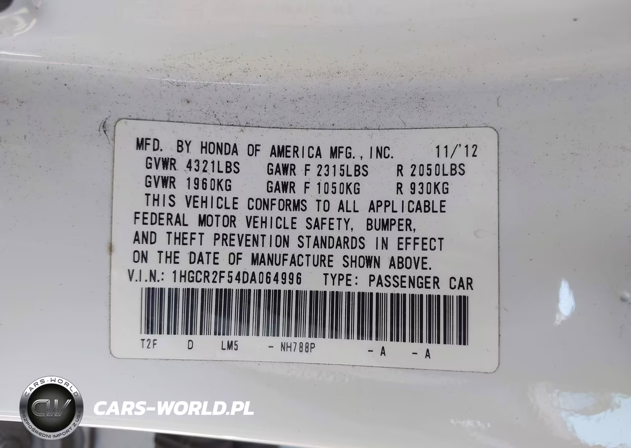2013 Honda Accord Sport VIN:1HGCR2F54DA064996 - 9