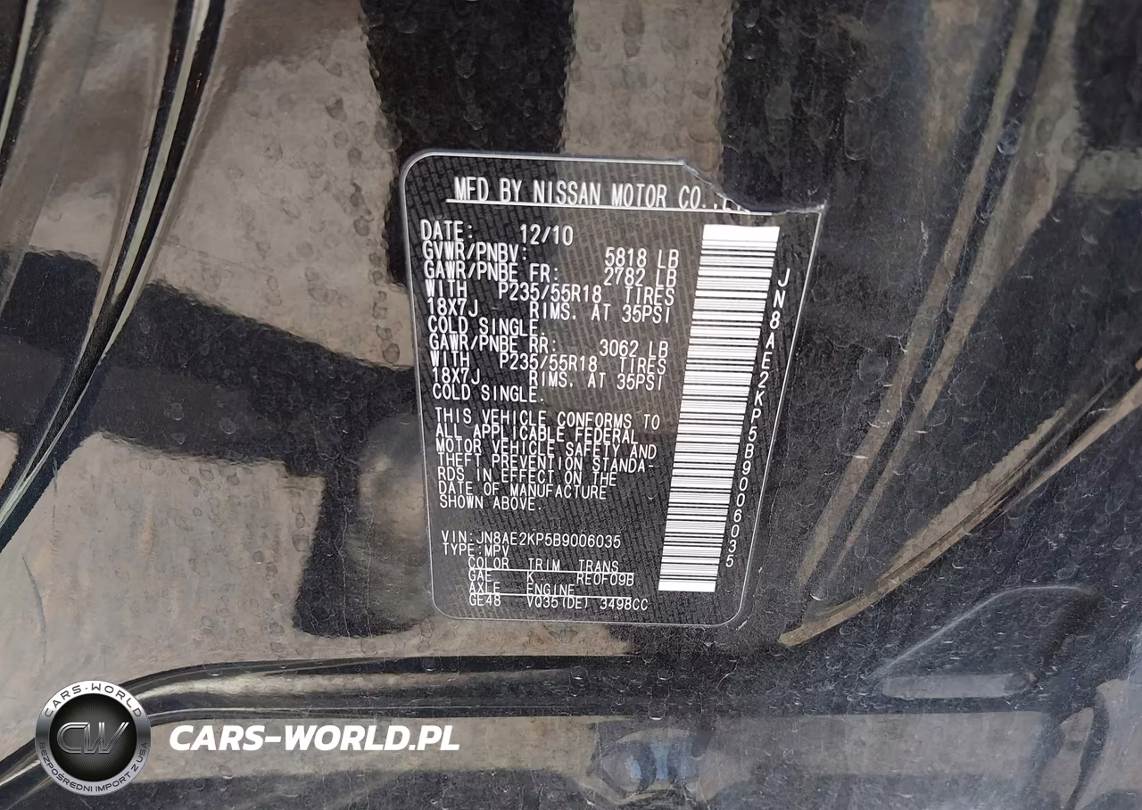 2011 Nissan Quest Sl VIN:JN8AE2KP5B9006035 - 9
