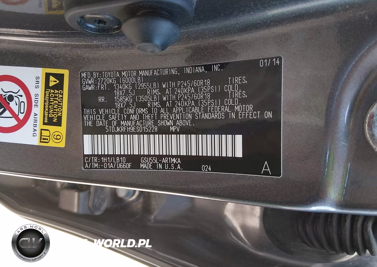 2014 Toyota Highlander Xle V6 VIN:5TDJKRFH9ES015228 - 9