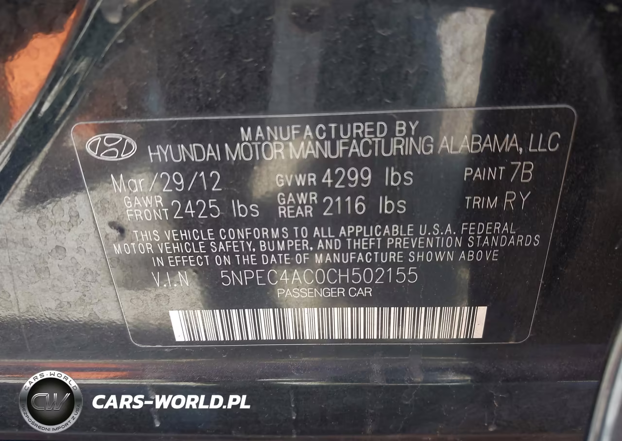 2012 Hyundai Sonata Limited VIN:5NPEC4AC0CH502155 - 9