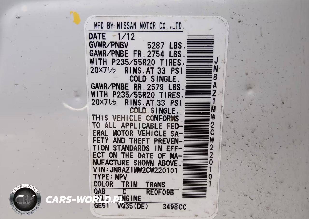 2012 Nissan Murano Le VIN:JN8AZ1MW2CW220101 - 9