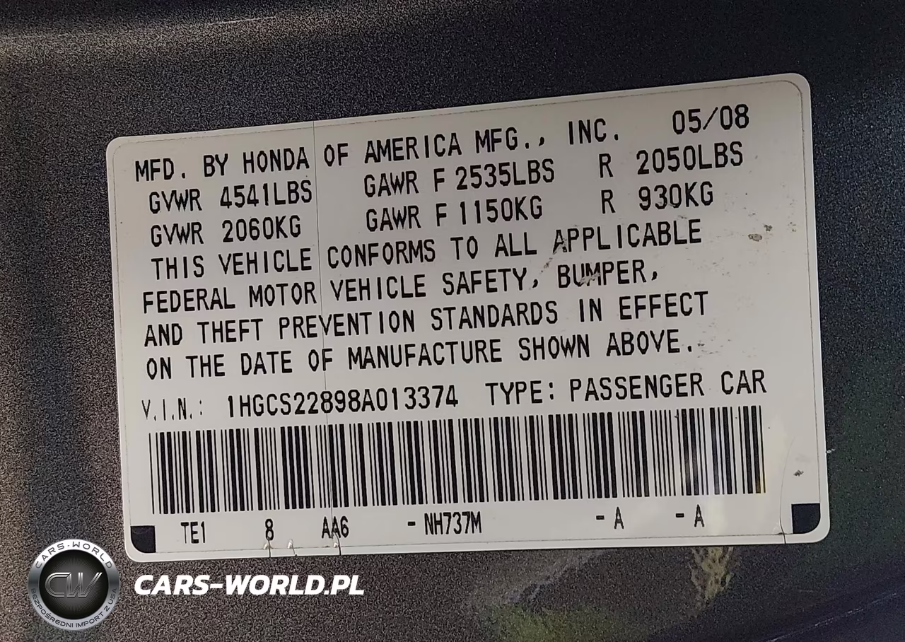 2008 Honda Accord 3.5 Ex-L VIN:1HGCS22898A013374 - 9
