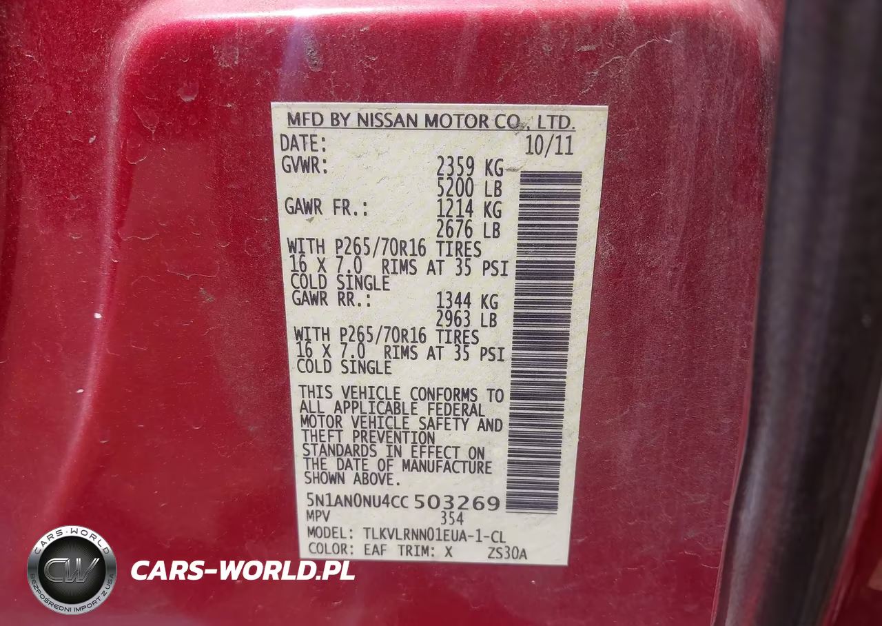 2012 Nissan Xterra S VIN:5N1AN0NU4CC503269 - 9