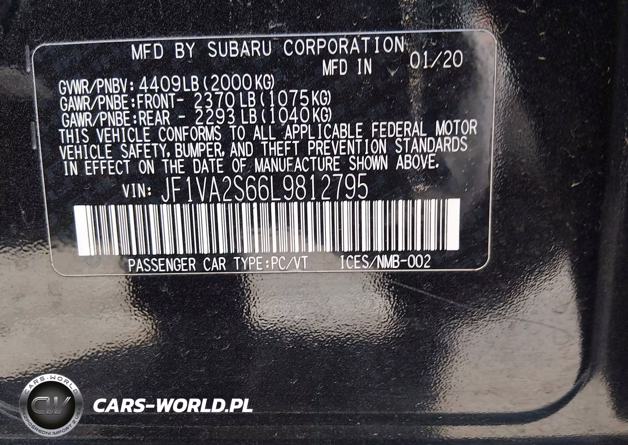 2020 Subaru Wrx Sti VIN:JF1VA2S66L9812795 - 9