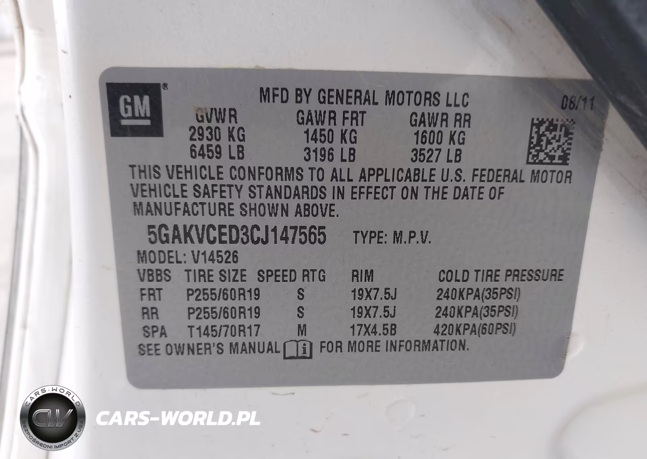 2012 Buick Enclave Leather VIN:5GAKVCED3CJ147565 - 9