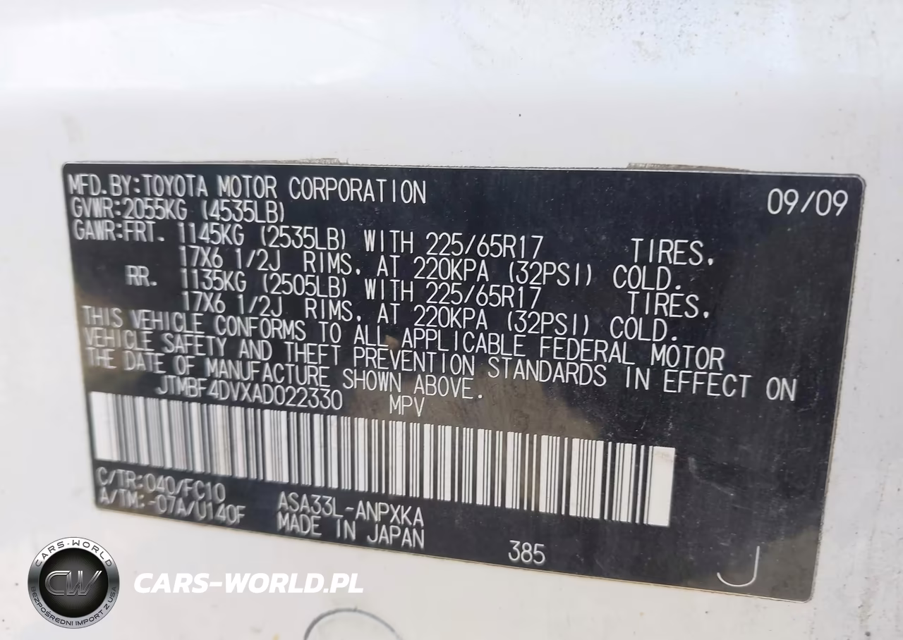 2010 Toyota Rav4 VIN:JTMBF4DVXAD022330 - 9