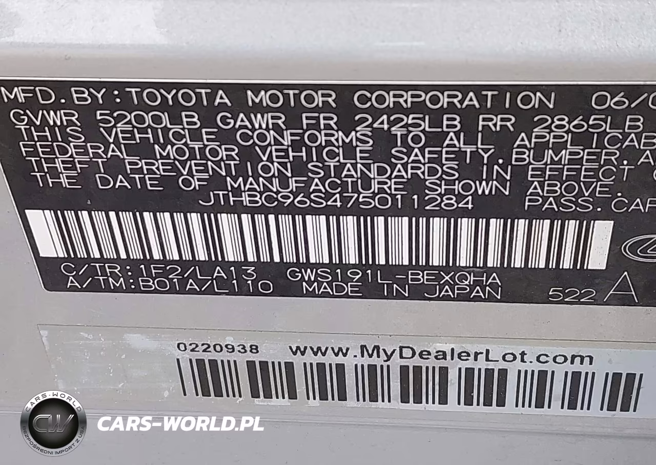 2007 Lexus Gs 450H VIN:JTHBC96S475011284 - 9