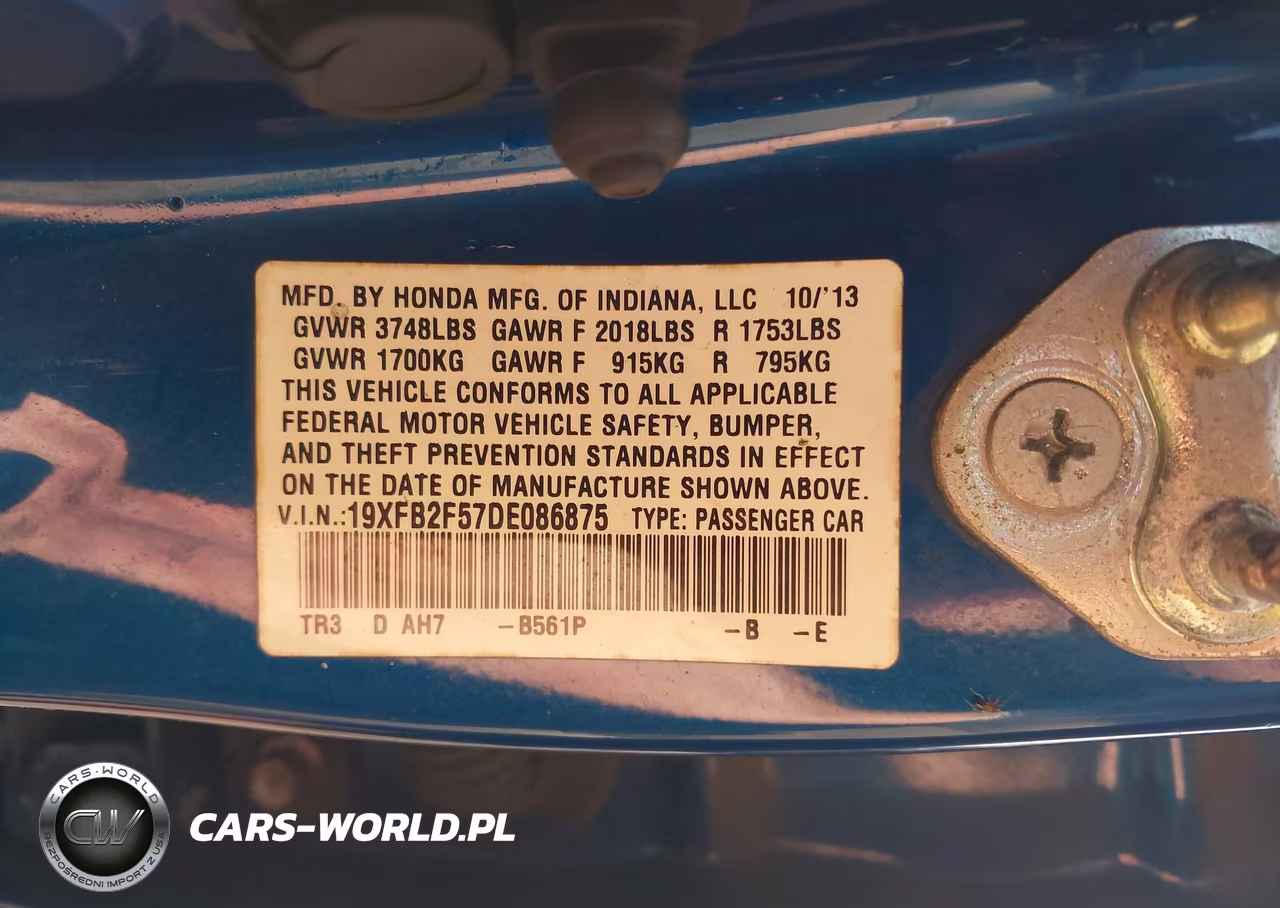 2013 Honda Civic Lx VIN:19XFB2F57DE086875 - 9