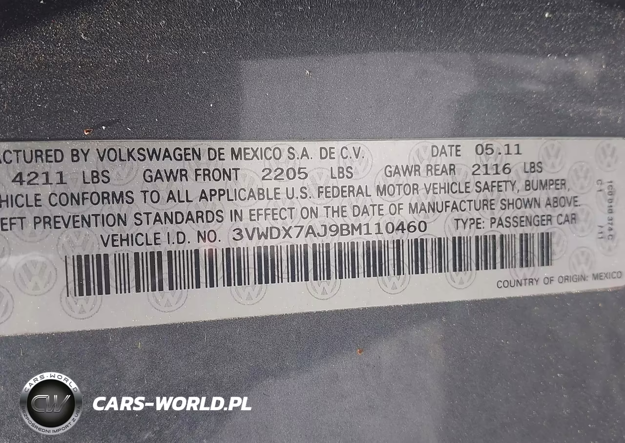 2011 Volkswagen Jetta 2.5L Se VIN:3VWDX7AJ9BM110460 - 9