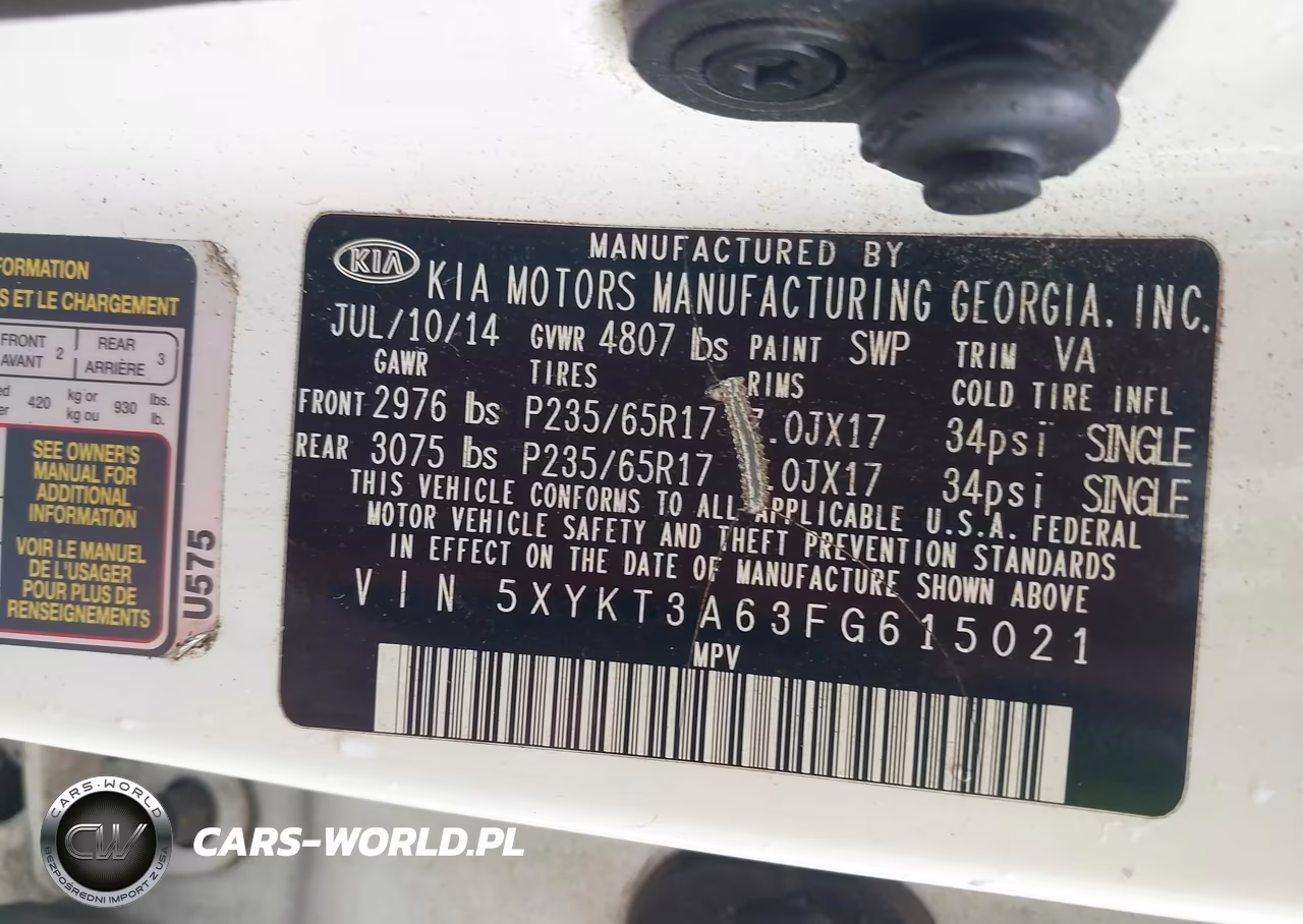 2015 Kia Sorento Lx VIN:5XYKT3A63FG615021 - 9