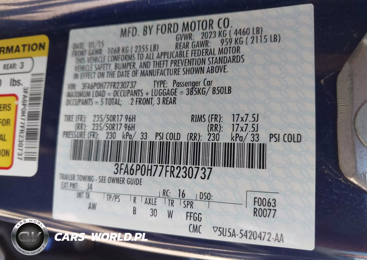 2015 Ford Fusion Se VIN:3FA6P0H77FR230737 - 9