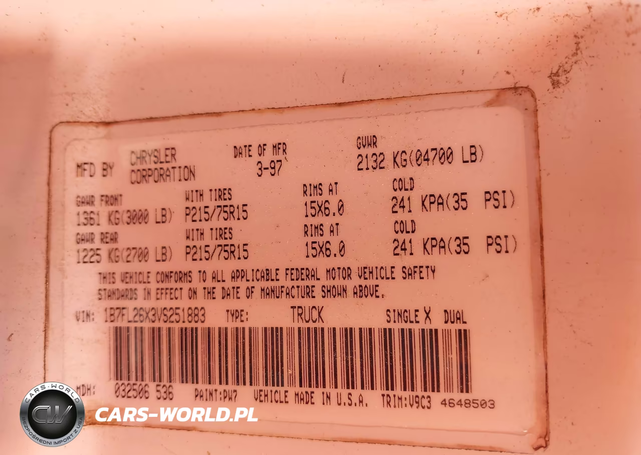 1997 Dodge Dakota Slt-Sport VIN:1B7FL26X3VS251883 - 9