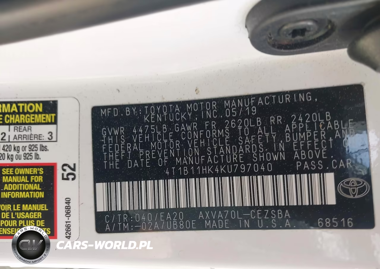 2019 Toyota Camry Se VIN:4T1B11HK4KU797040 - 9
