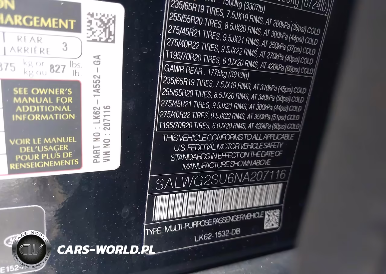 2022 Land Rover Range Rover Sport Se Mhev VIN:SALWG2SU6NA207116 - 9