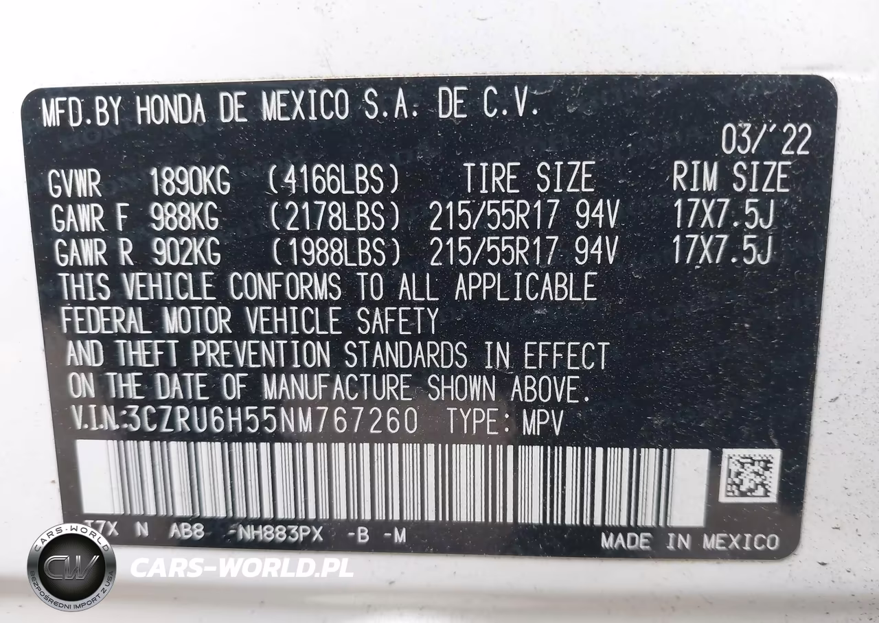 2022 Honda Hr-V Awd Ex VIN:3CZRU6H55NM767260 - 9