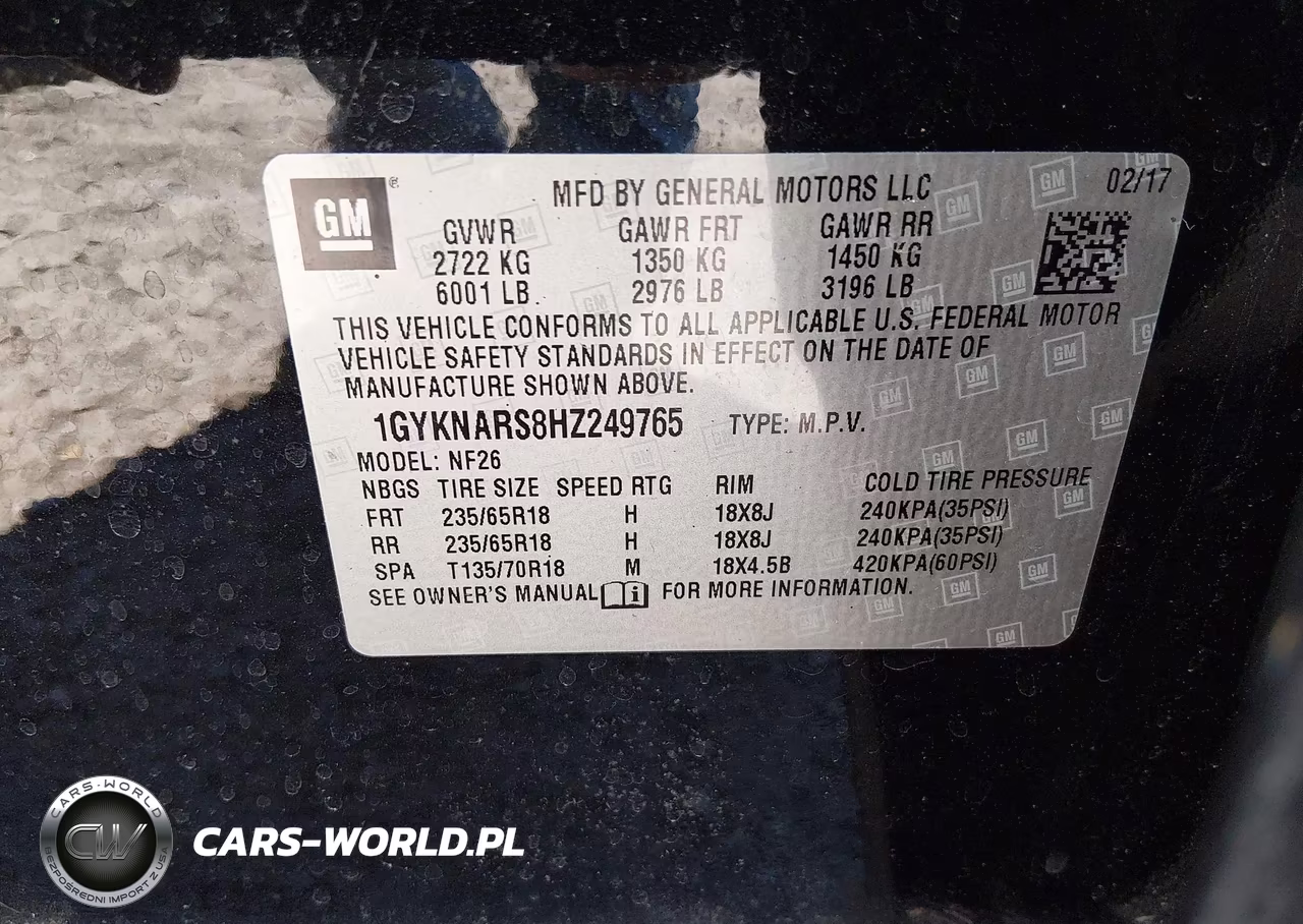 2017 Cadillac Xt5 Standard VIN:1GYKNARS8HZ249765 - 9