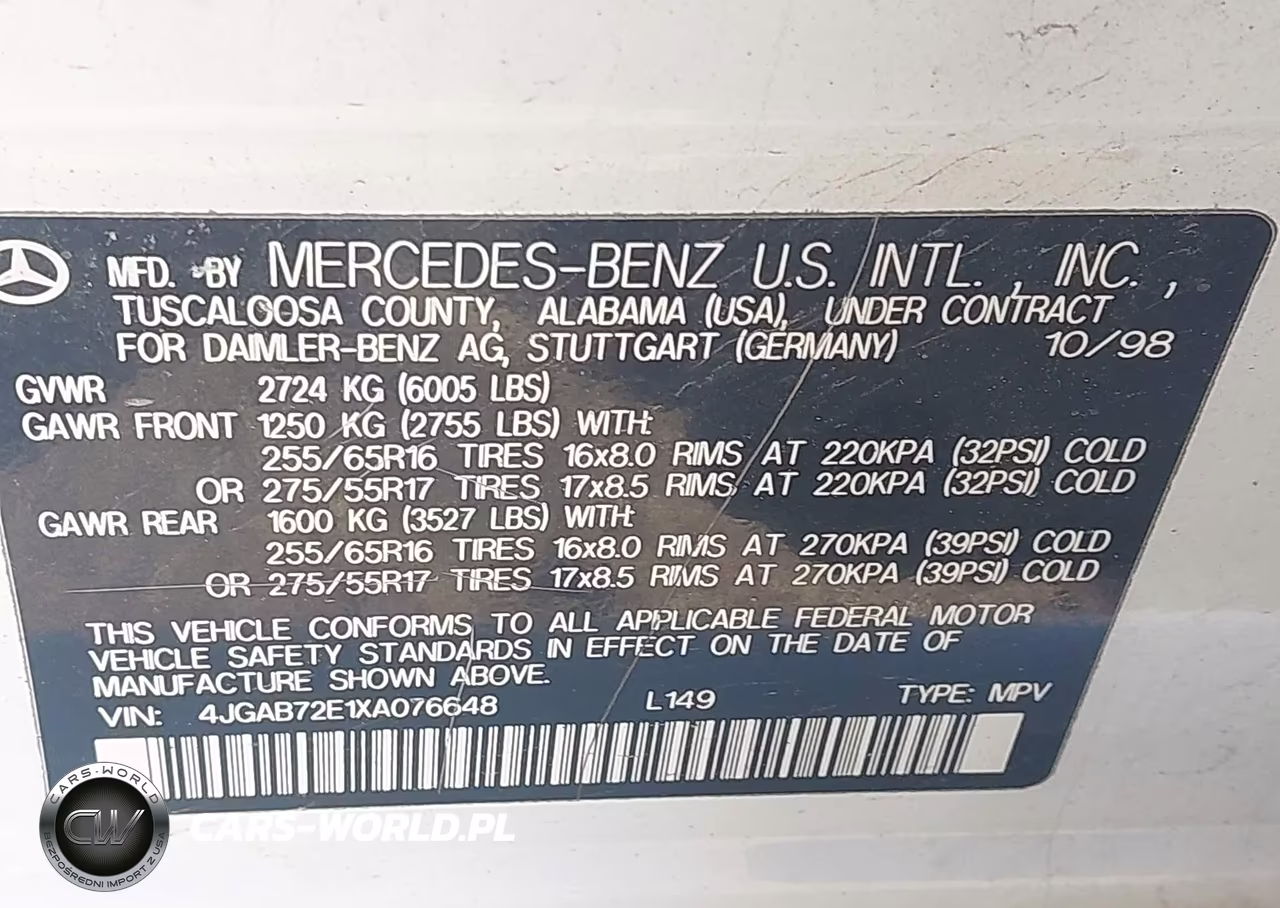 1999 Mercedes-Benz Ml 430 VIN:4JGAB72E1XA076648 - 9