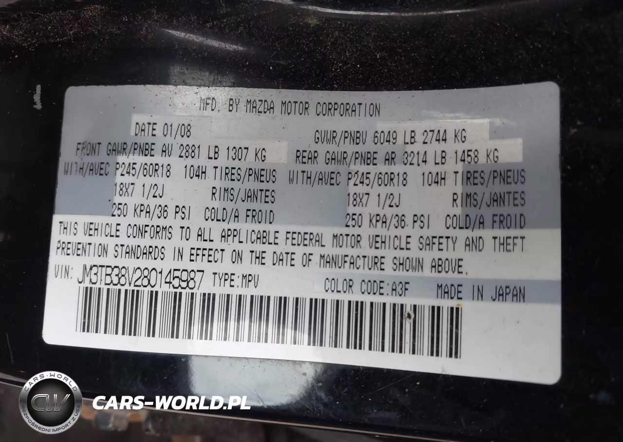 2008 Mazda Cx-9 Sport VIN:JM3TB38V280145987 - 9