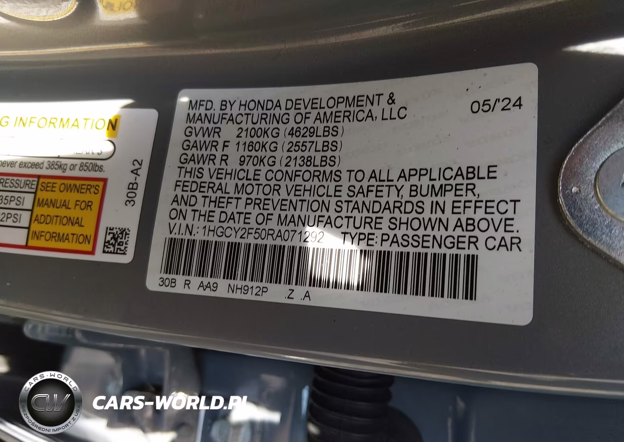 2024 Honda Accord Hybrid Sport VIN:1HGCY2F50RA071292 - 9