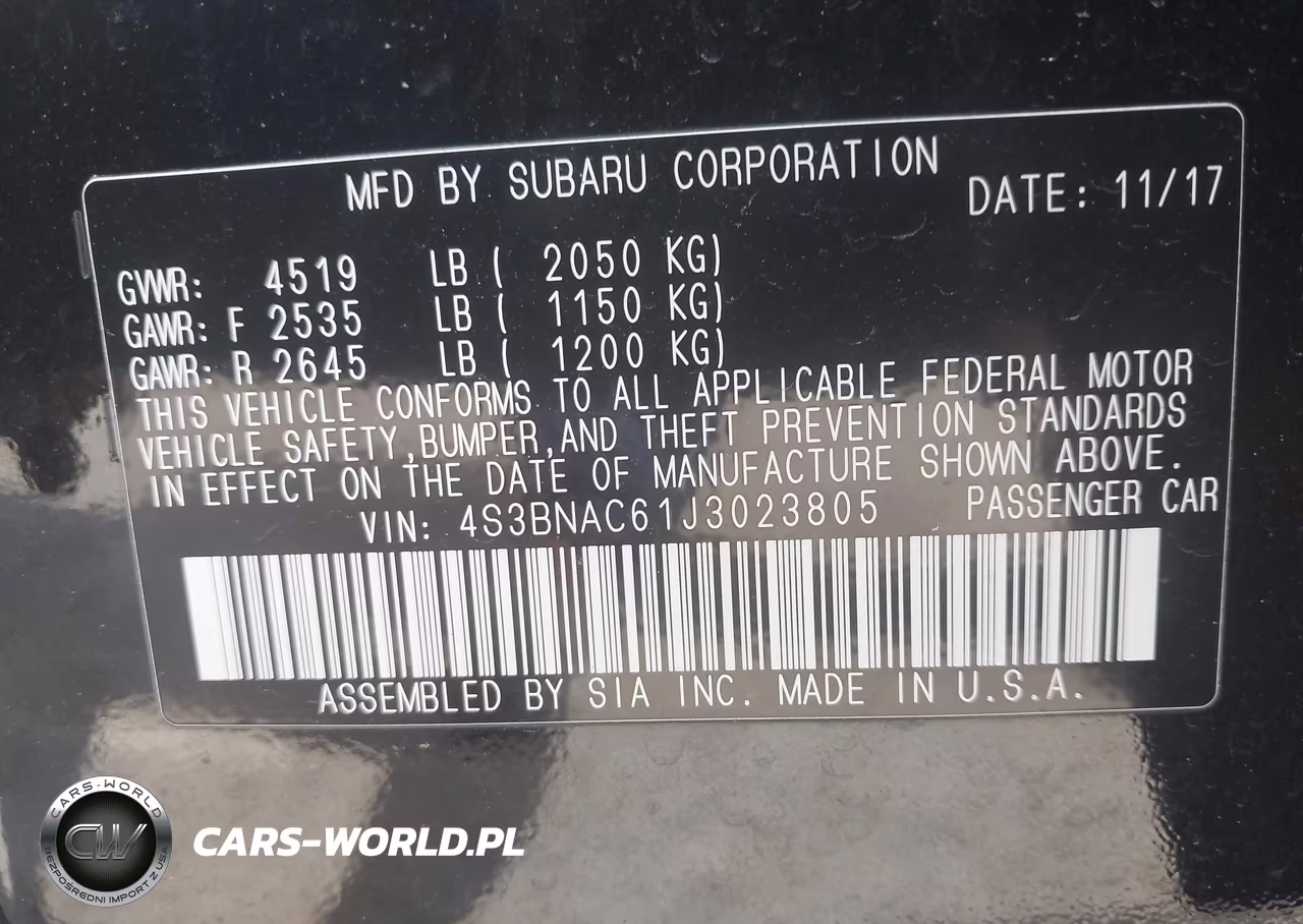 2018 Subaru Legacy 2.5I Premium VIN:4S3BNAC61J3023805 - 9