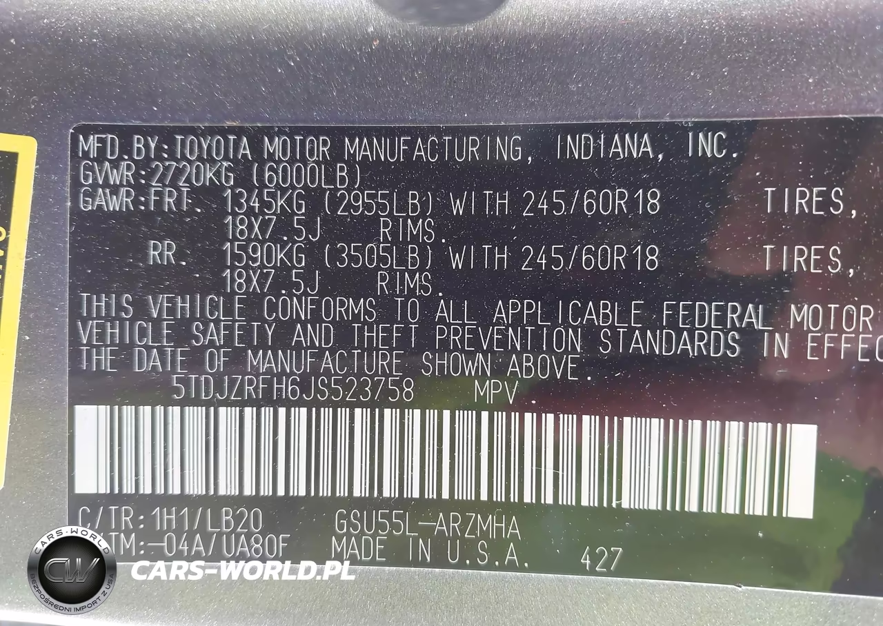 2018 Toyota Highlander Xle VIN:5TDJZRFH6JS523758 - 9